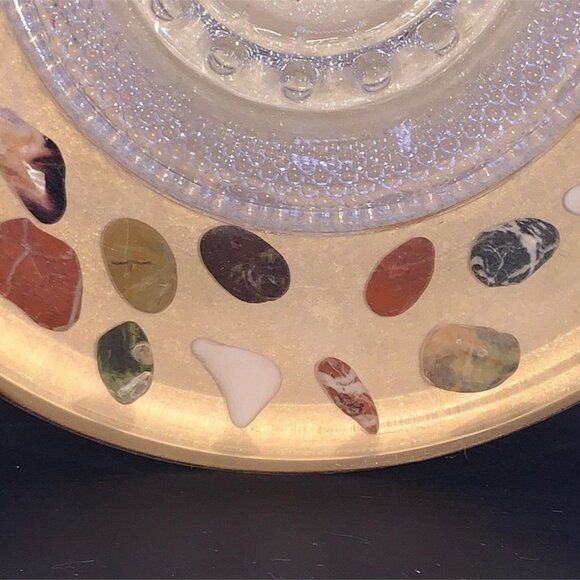 Vintage Lucite Embedded Stone Mid Century Modern Hand Crafted Acrylic Pebble Ash - Picture 2 of 3